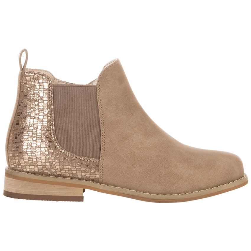 Botines beige con elástico y talonera efecto troquelado  Additional Botines beige con elástico y talonera efecto troquelado
