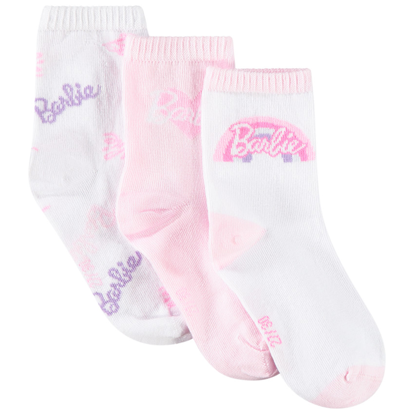 Pack de 3 pares de calcetines Barbie para niña 