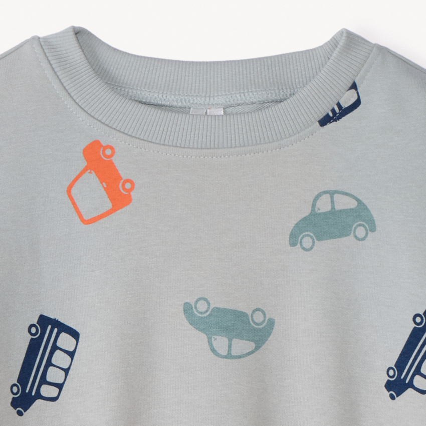 Sudadera de felpa oversize con estampado de vehículos para bebé niño 