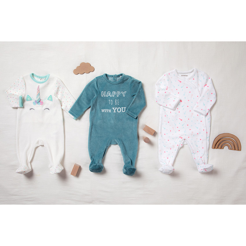 Pelele de terciopelo estampado unicornio 