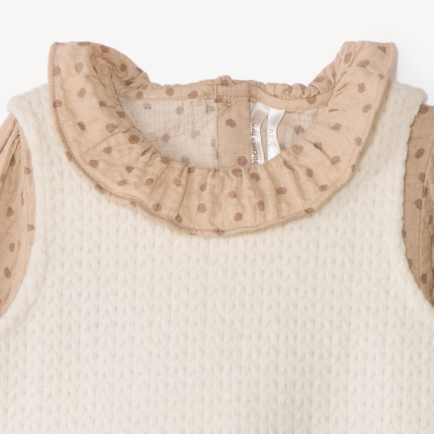 Conjunto de 3 piezas con blusa de lunares para niña bebé 