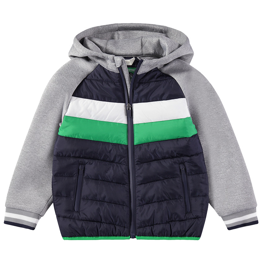 Anorak de dos materiales con capucha 