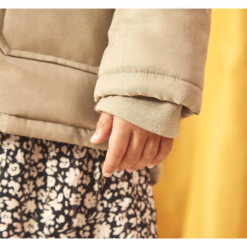 Parka impermeable con capucha y efecto de pelo sintético para niña 