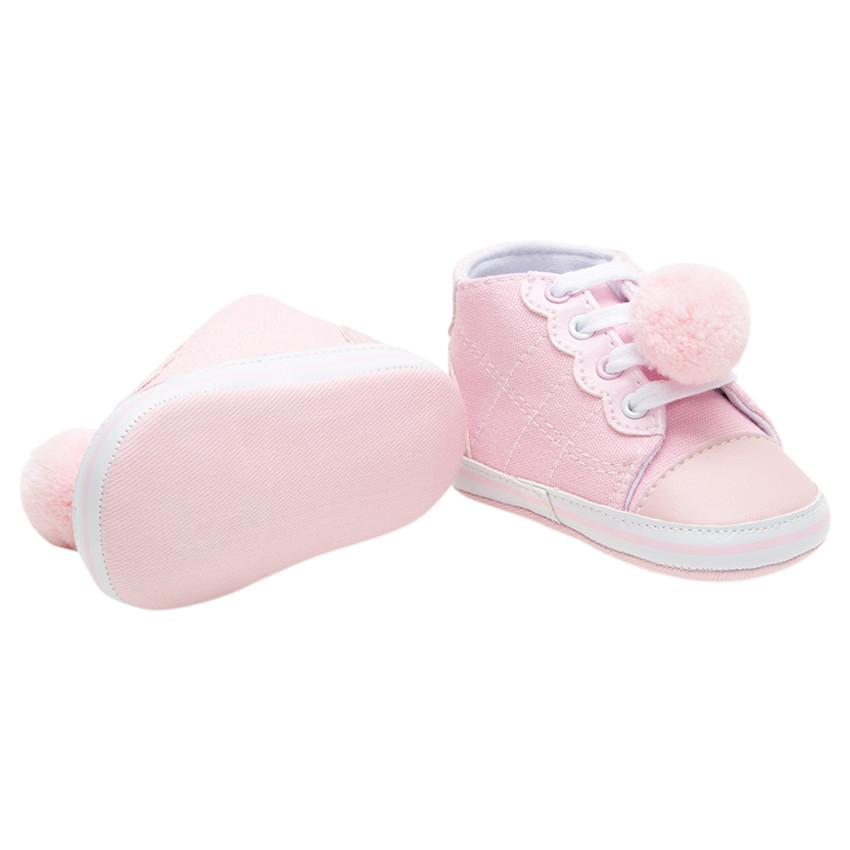 Zapatillas flexibles de tela con cordones y pompón  Additional Zapatillas flexibles de tela con cordones y pompón