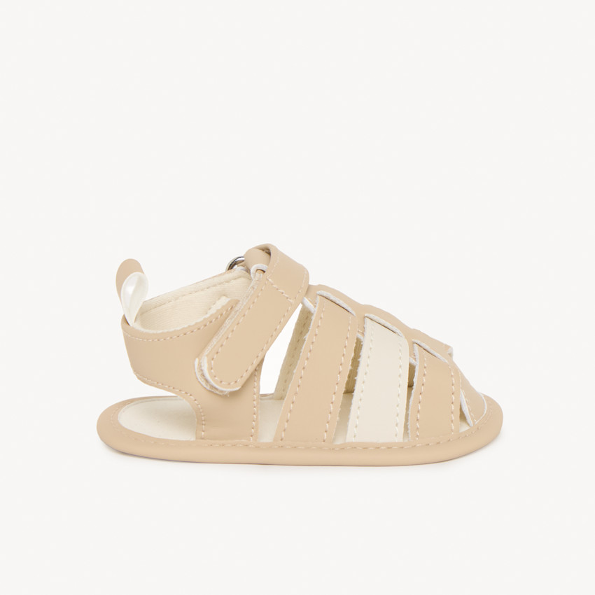 Sandalias de velcro beige para bebé niño 