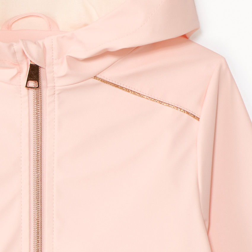 Parka de goma unicolor con capucha para niña 