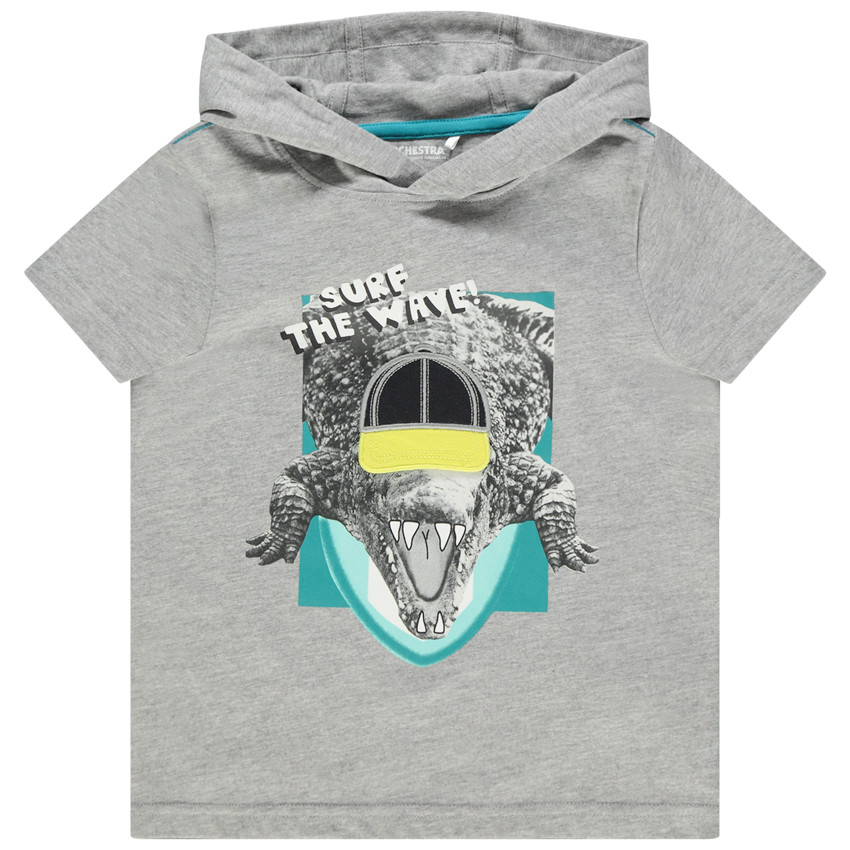 Camiseta manga corta con capucha print cocodrilo  Additional Camiseta manga corta con capucha print cocodrilo