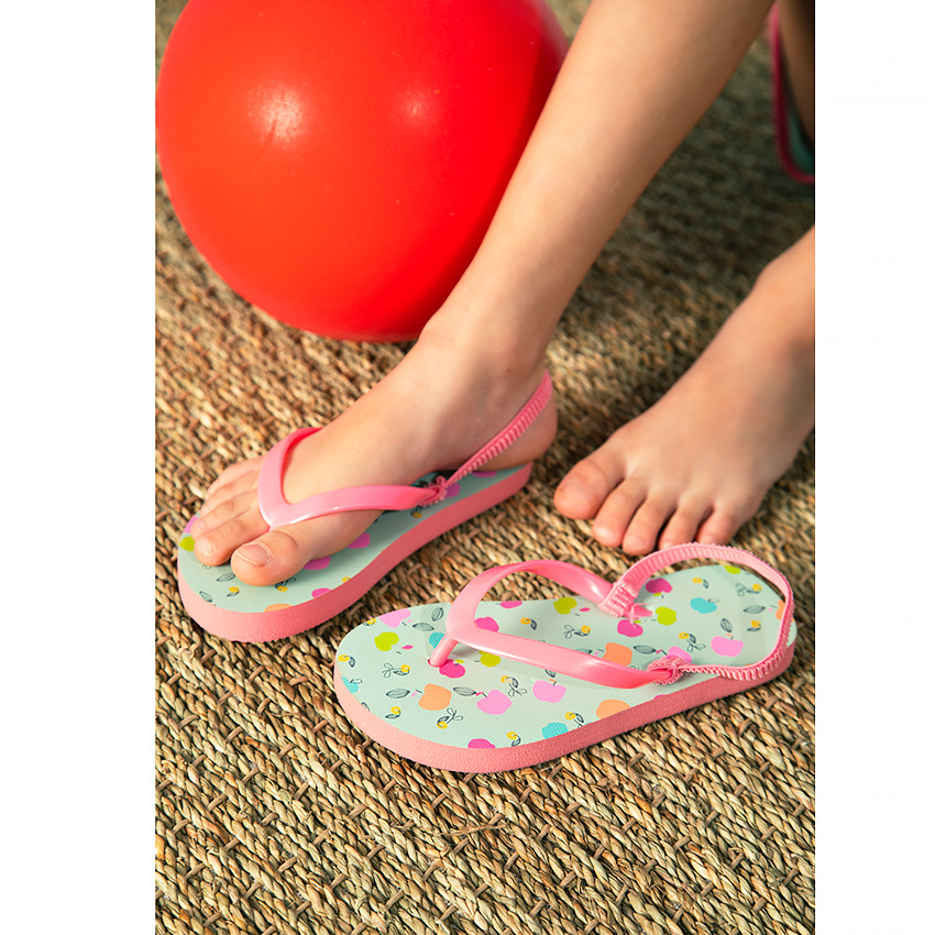 Tongs impresas de manzanas para niña con tira según la edad  Additional Tongs impresas de manzanas para niña con tira según la edad