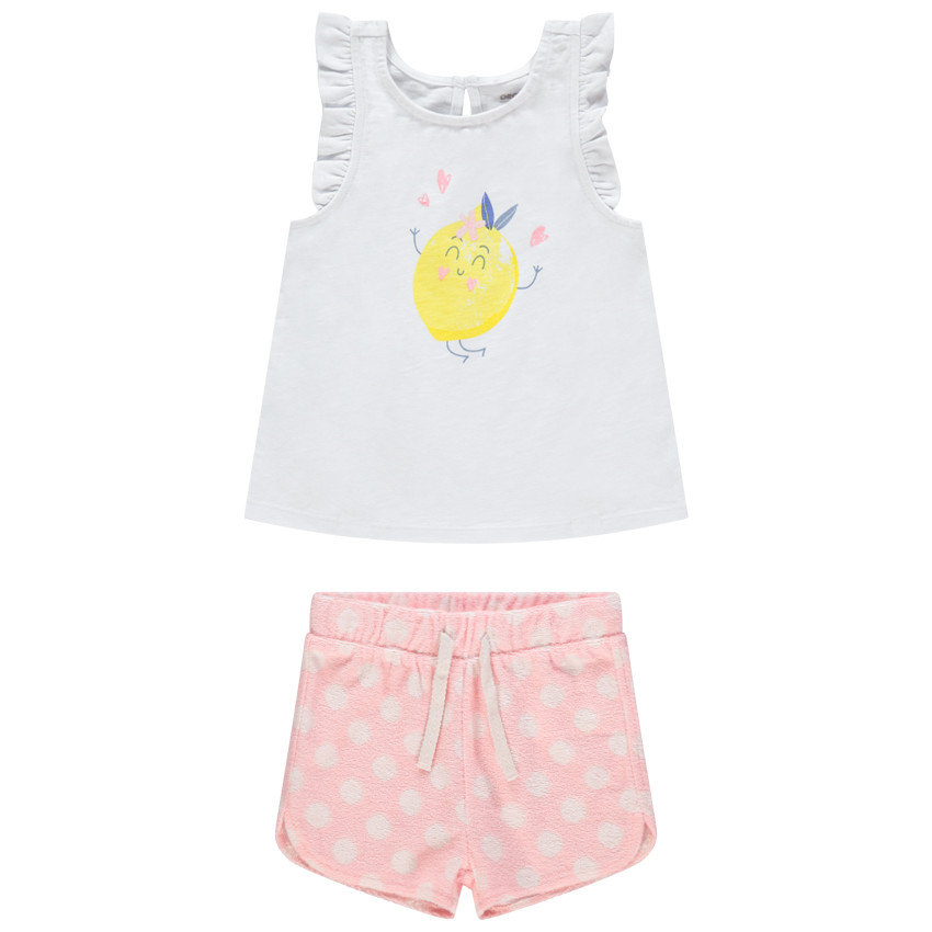 Conjunto camiseta sin mangas estampado limón y short 