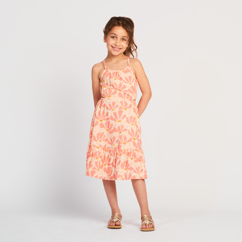 Vestido ajouré con estampado floral para niña 