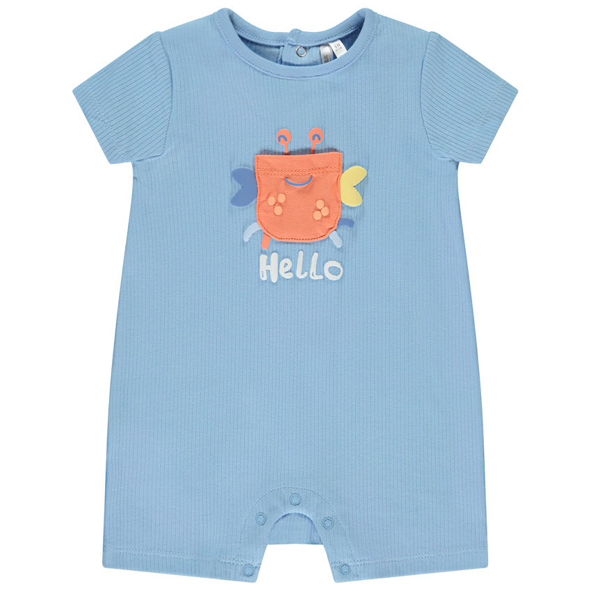 Combinaison courte en maille côte avec crabe fantaisie pour bébé garçon 