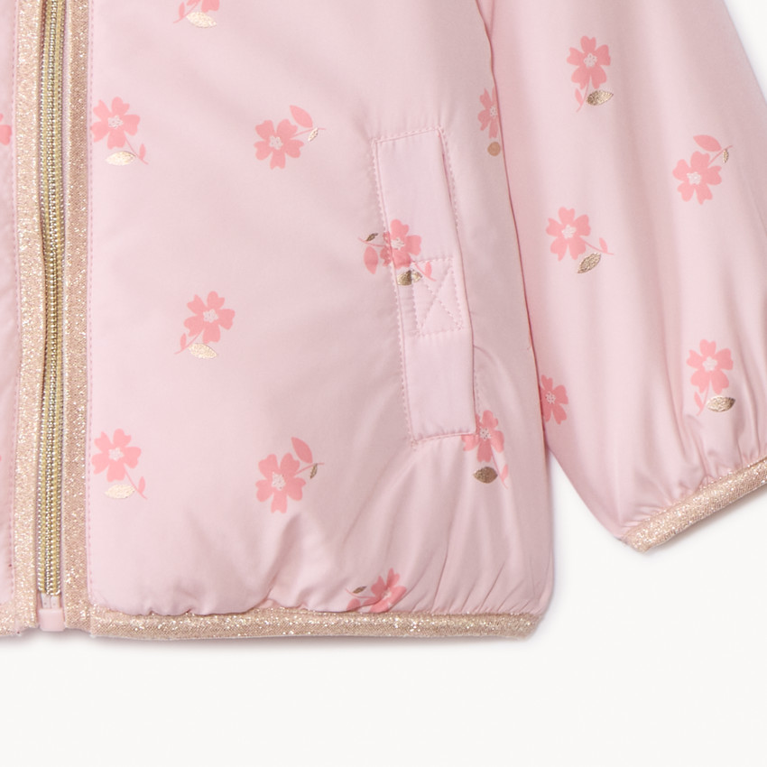 Cortavientos impermeable con estampado de flores para bebé niña 