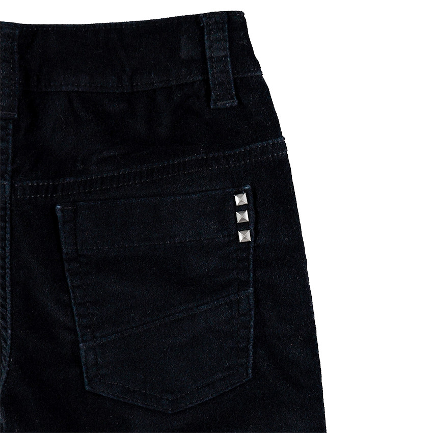 Pantalón de terciopelo con tachuelas de fantasía y efecto arrugado 