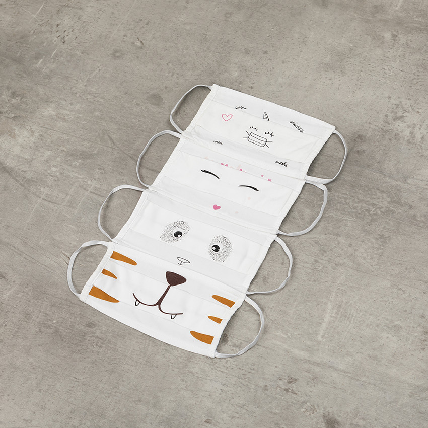 Lote de 2 mascarillas de tela para niño con estampado de unicornio 