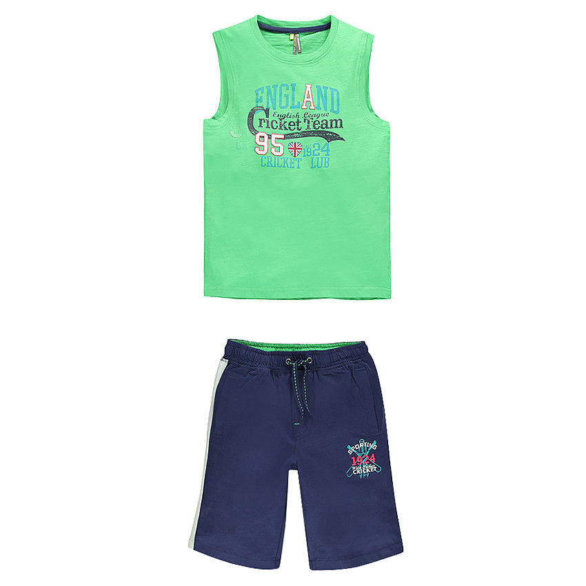 Conjunto de playa top de tirantes bermuda con estampados 