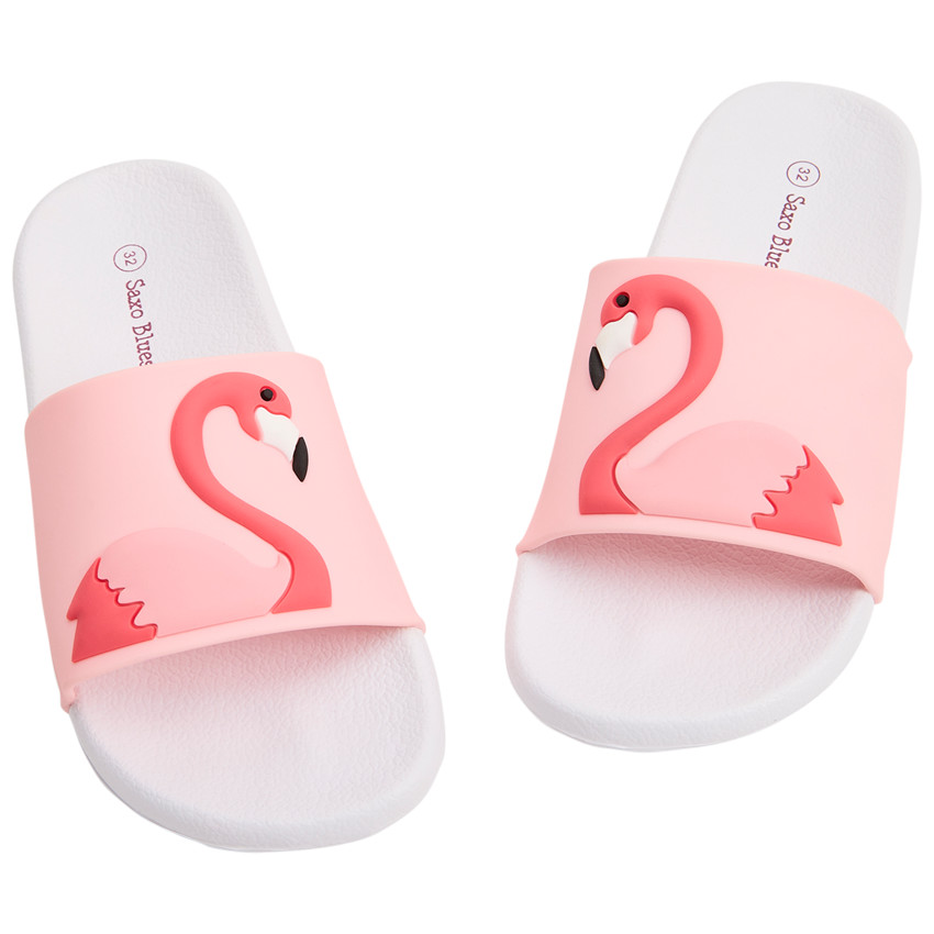 Chanclas con flamenco en relieve para niña con tira ajustable según talla 