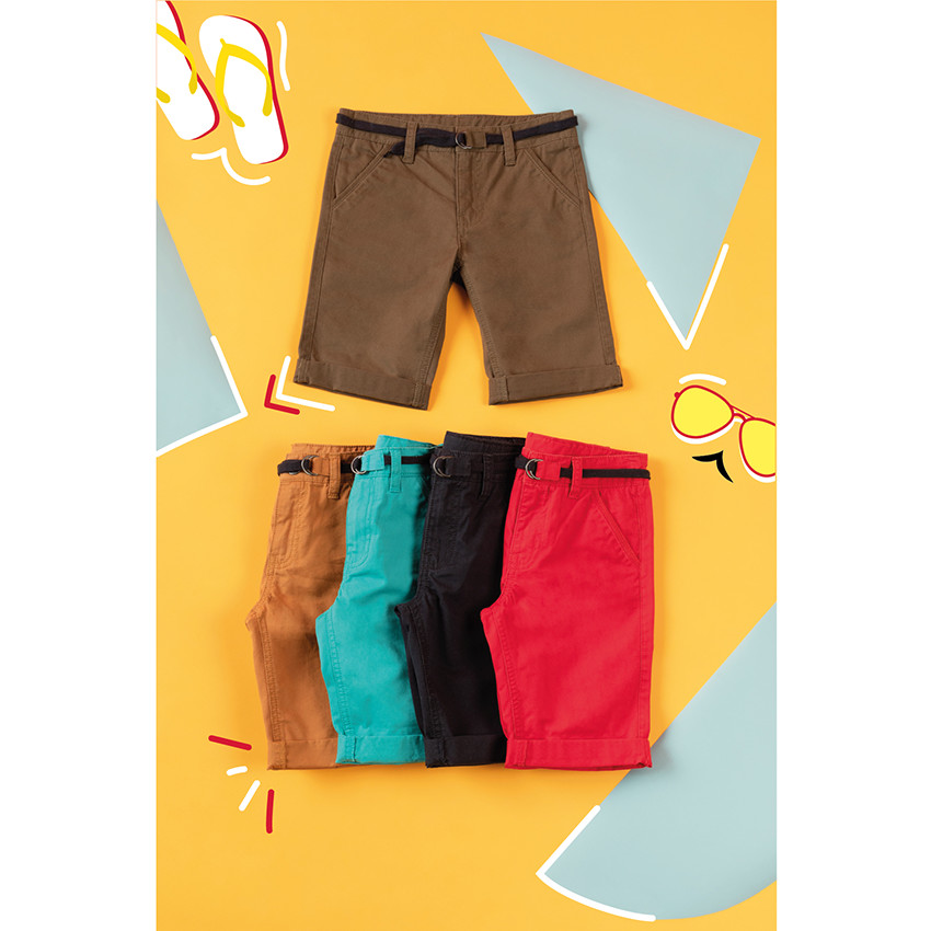 Bermudas de algodón lisas con cinturón ajustable  Additional Bermudas de algodón lisas con cinturón ajustable
