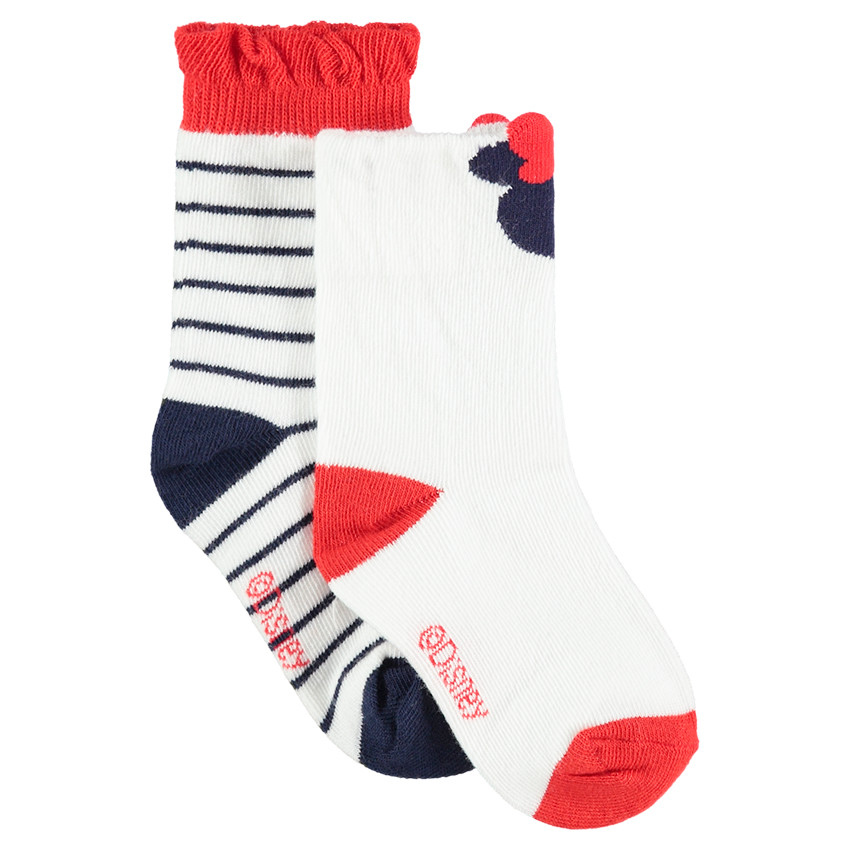 Juego de 2 pares de calcetines variados de rayas/lisos Minnie Disney  