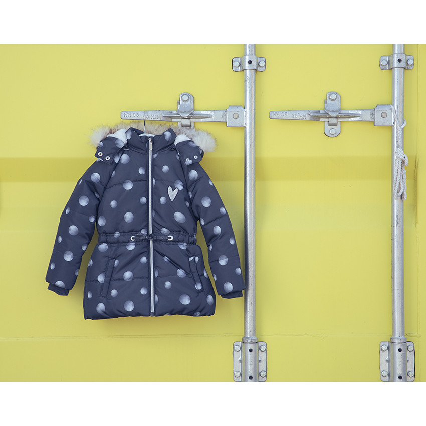 Chaqueta con capucha con estampado de lunares forrada en sherpa 