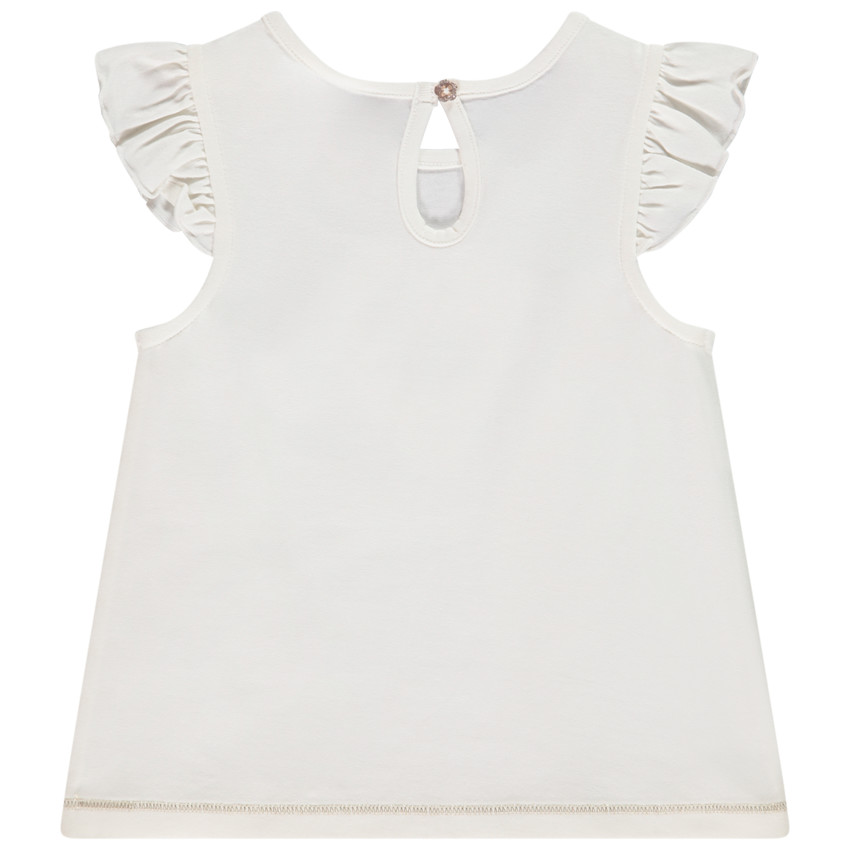 Camiseta de manga corta con volantes de jersey y flores para bebé niña 