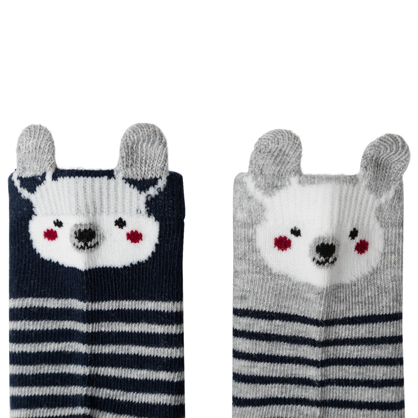 Pack de 2 pares de calcetines de rayas y animal de jacquard 