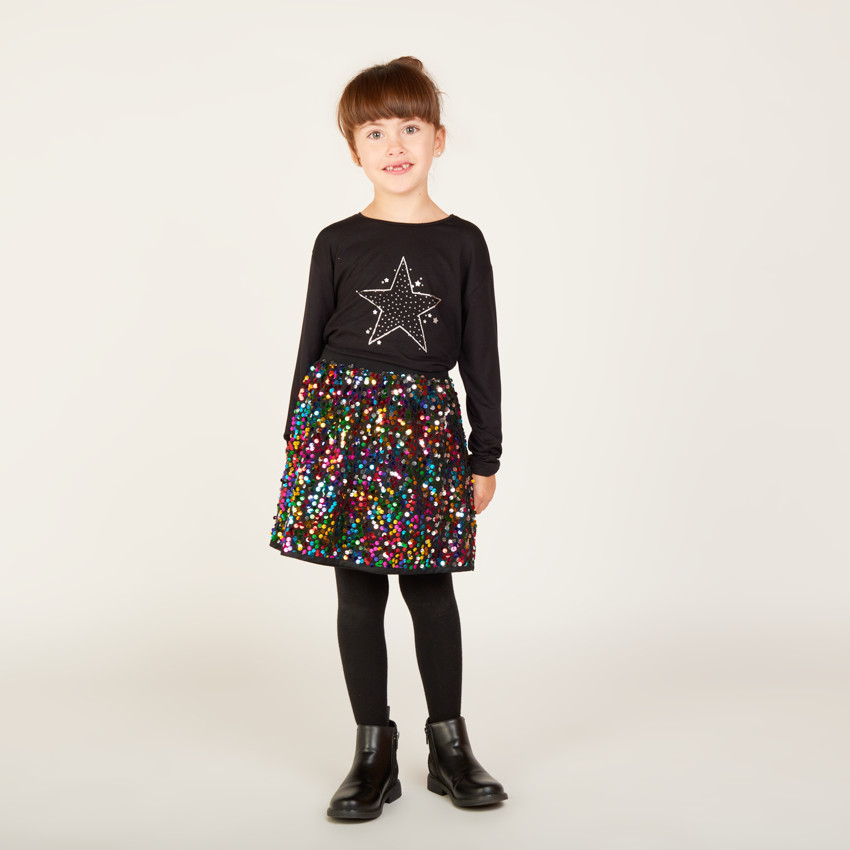 Jupe de fête à sequins multicolores pour fille 