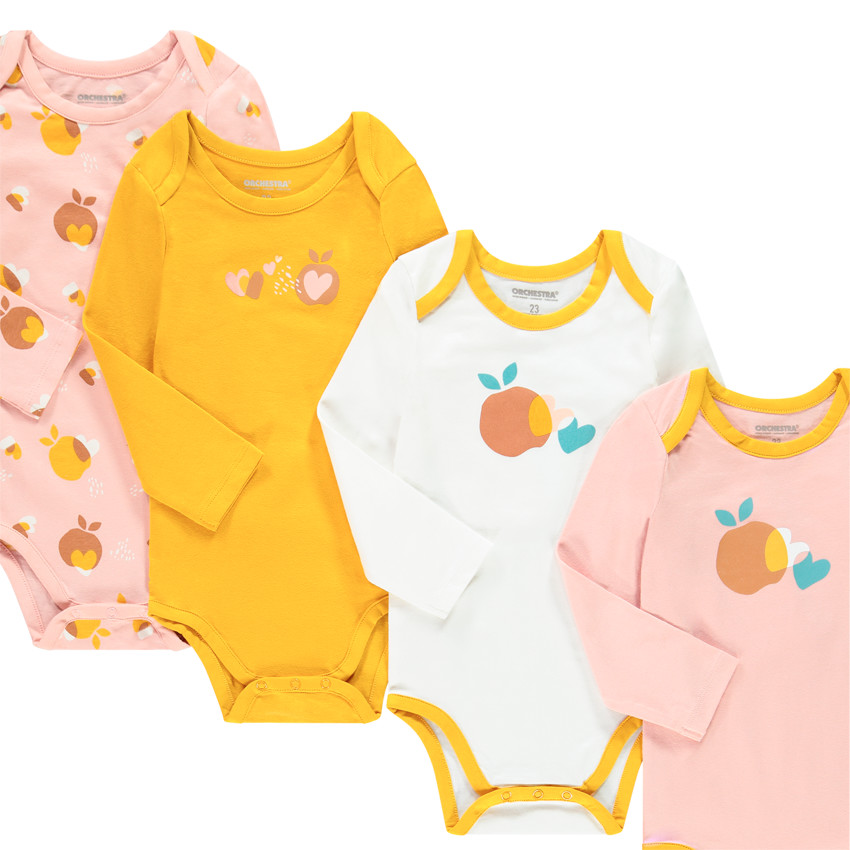 Pack de 7 bodies de manga larga de algodón para bebé niña 