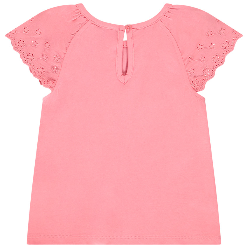 Camiseta manga corta en bordado inglés para bebé niña 