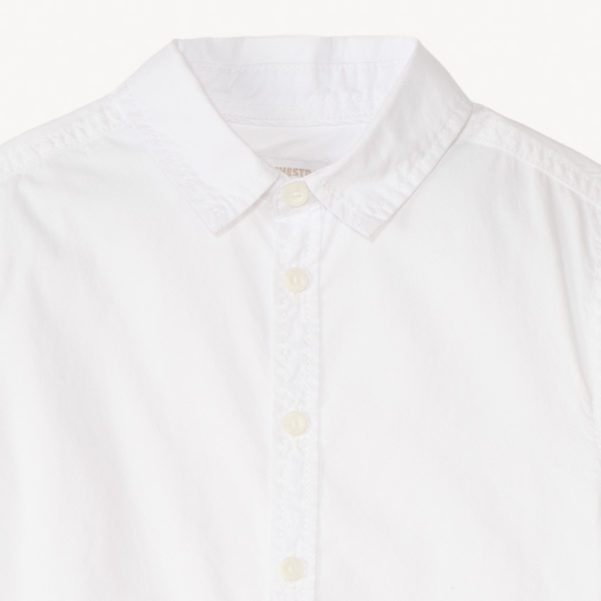 Camisa de popelina de manga corta lisa para niño 