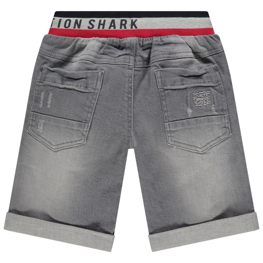 Bermudas vaqueras efecto desgastado con cintura elástica de rayas 