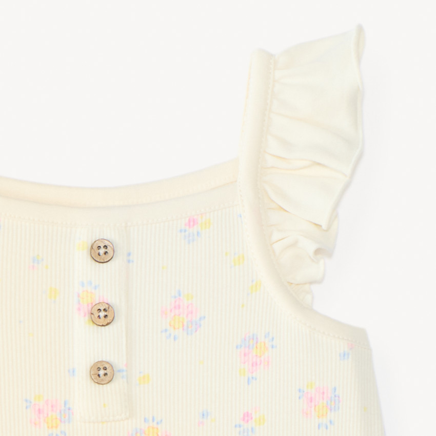 Mono corto de punto acanalado con estampado floral para bebé niña 