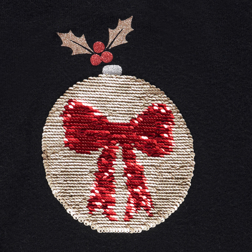 Jersey de niña de punto estampado con lentejuelas mágicas Bola de Navidad 
