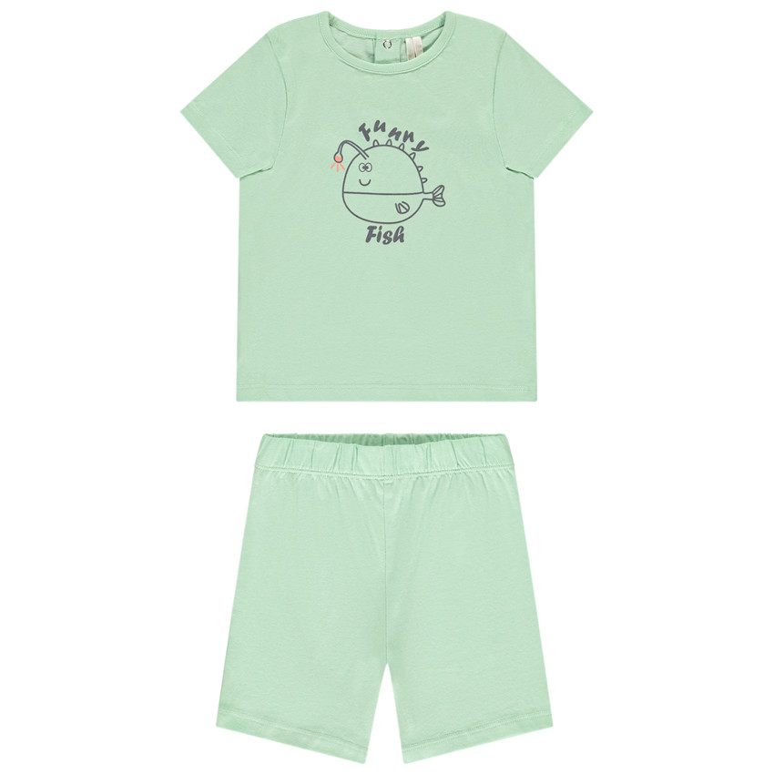 Conjunto de pijama corto con estampado de pez linterna para bebé niño 