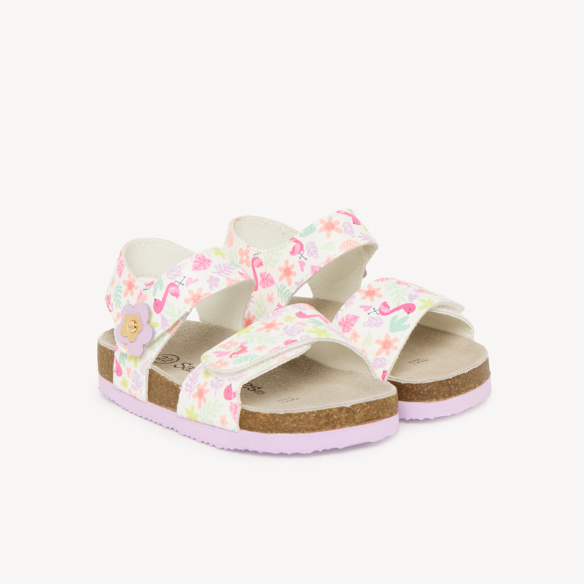 Sandalias de doble velcro con estampado floral para bebé niña 