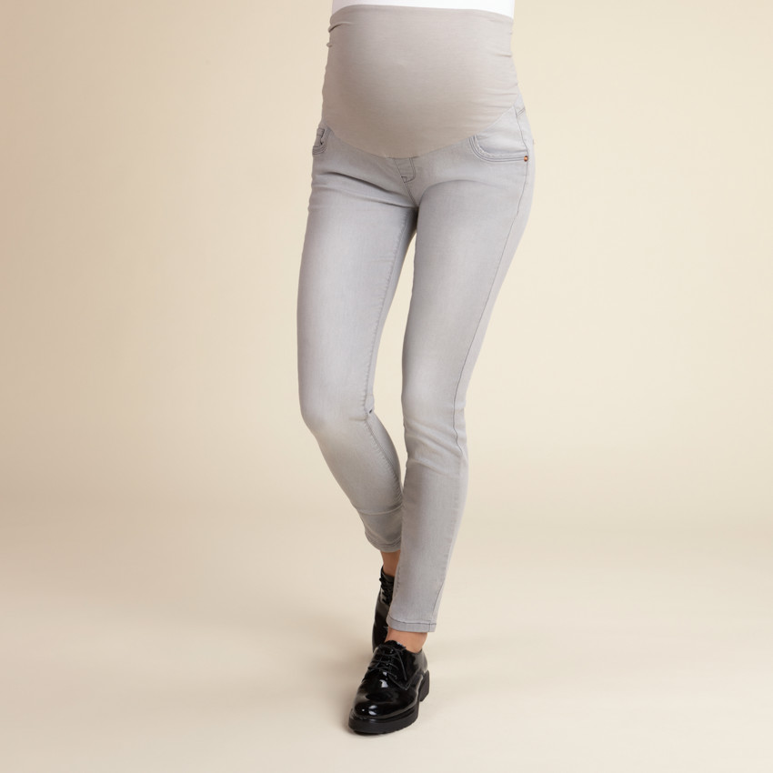 Pantalones para embarazada corte slim con banda alta 