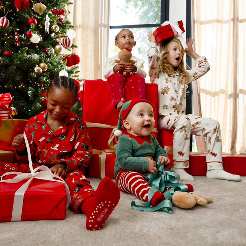 Set pyjama long en interlock imprimé Noël pour garçon 