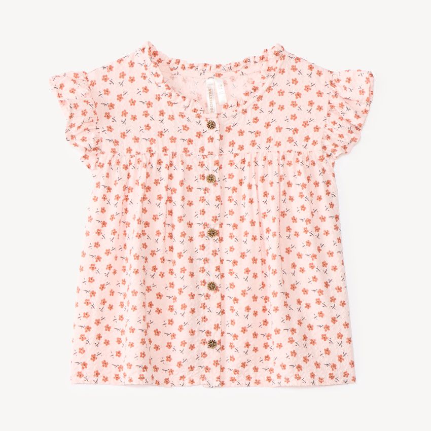 Camisa de manga corta para bebé niña con estampado floral 