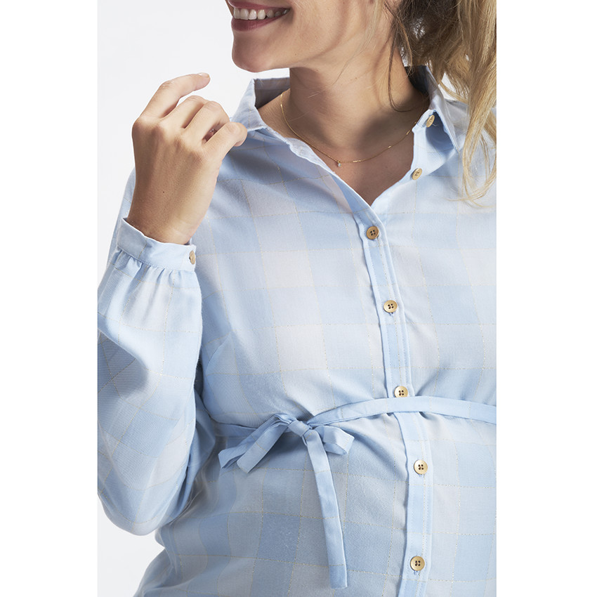 Camisas de manga larga con cuadros y ribetes brillantes 