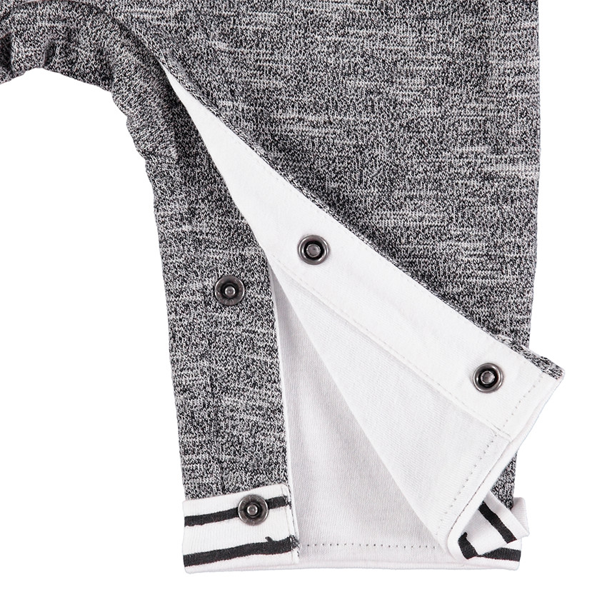 Conjunto de polo de manga larga con parche y peto jaspeado con bolsillos 