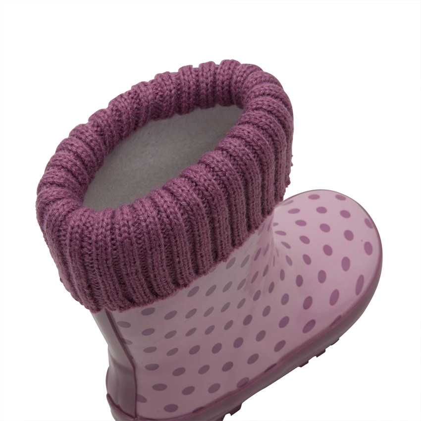 Botas de agua de caucho con cuello de punto rosa e interior de la 20 a la 23 