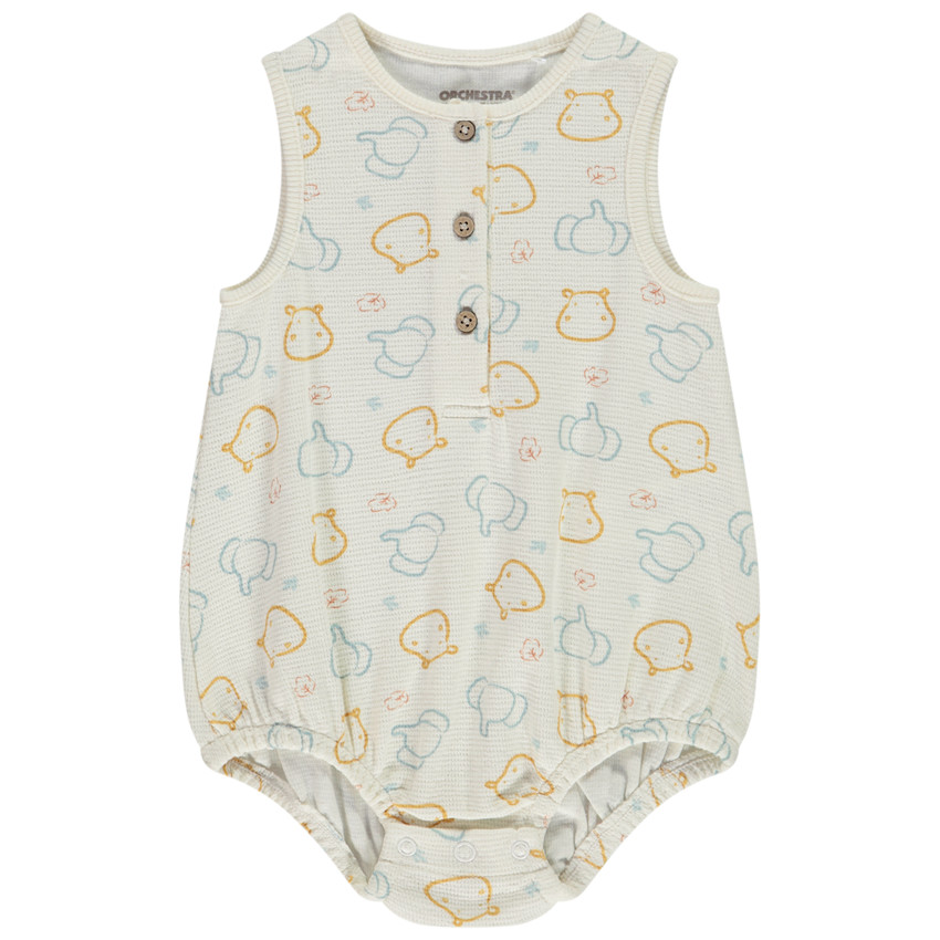 Ranita sin mangas de punto smock con estampado de animales para bebé niño 