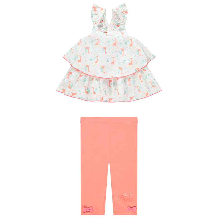 Ensemble avec tunique volantée imprimée et corsaire à noeuds 