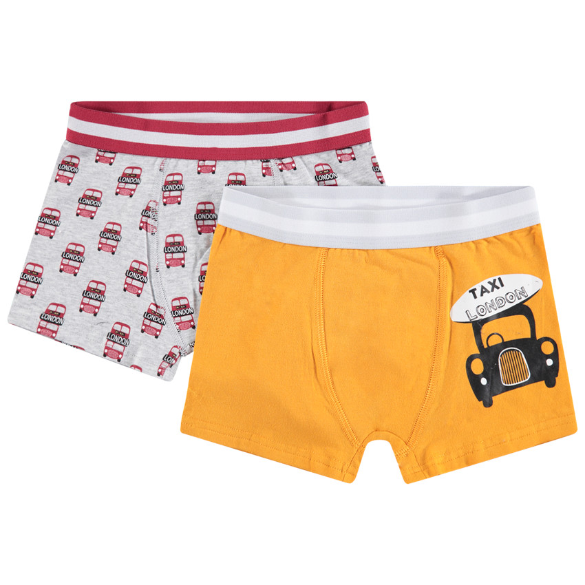 Juego de 2 bóxers de algodón con estampado de bus y taxi 