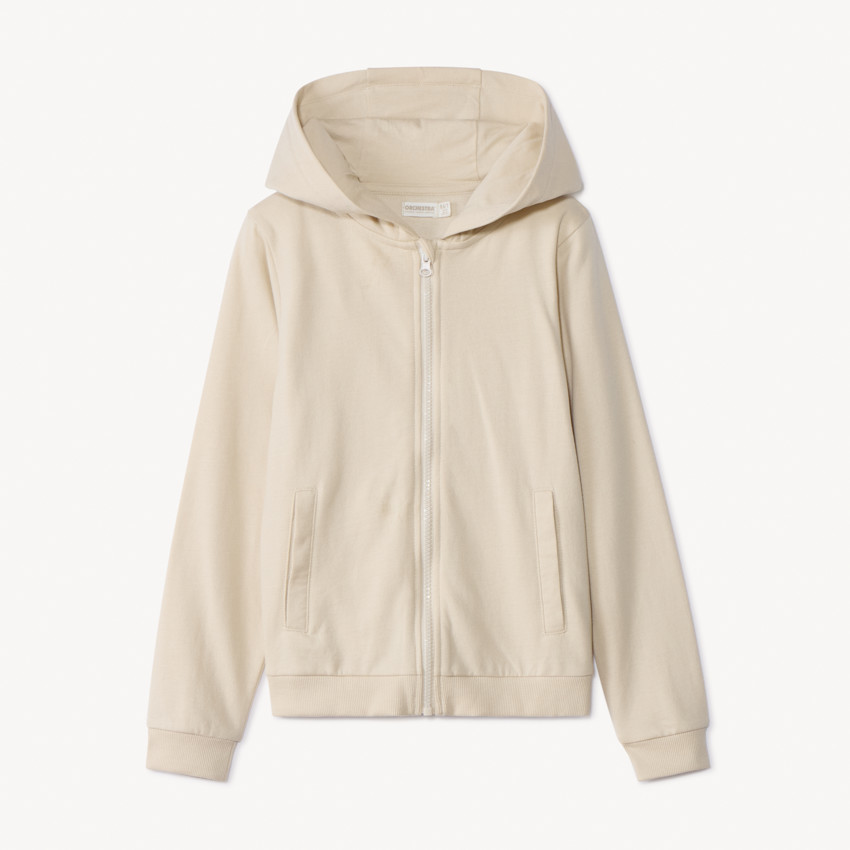 Sudadera con capucha de felpa lisa para niña 