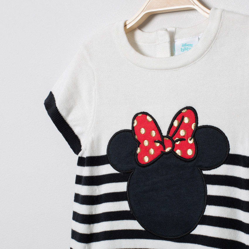 Robe manches courtes en tricot broderie Minnie Disney 
