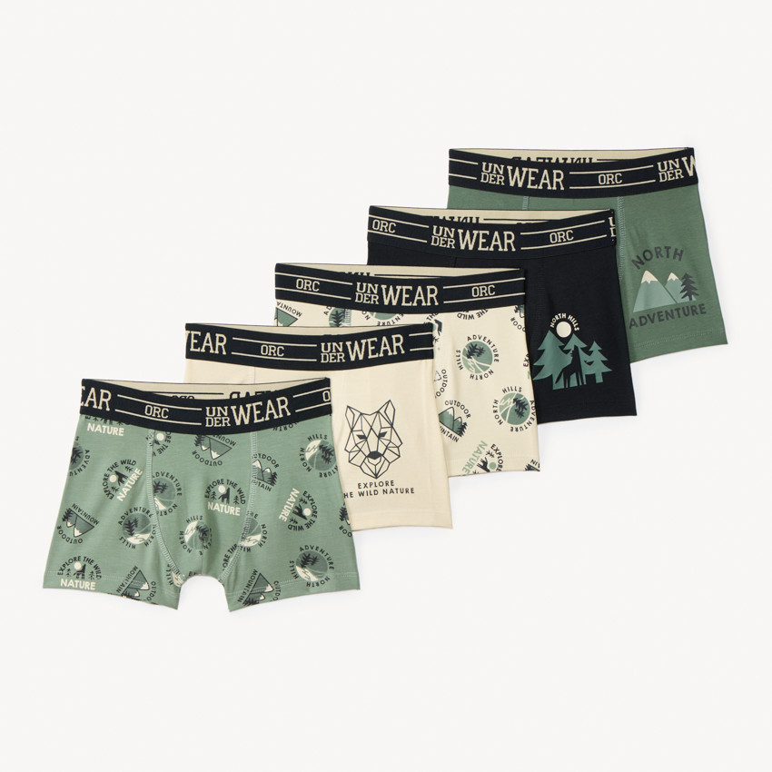 Lot de 5 boxers motifs forêt pour garçon 