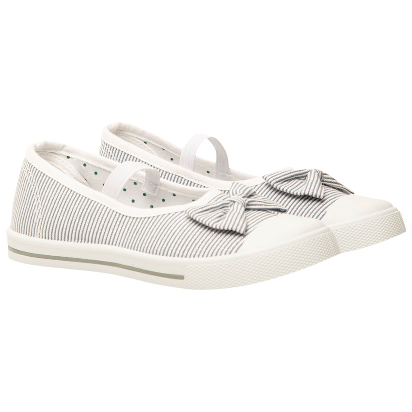 Babies rayadas de tela con lazo y tirante elástico para niña 