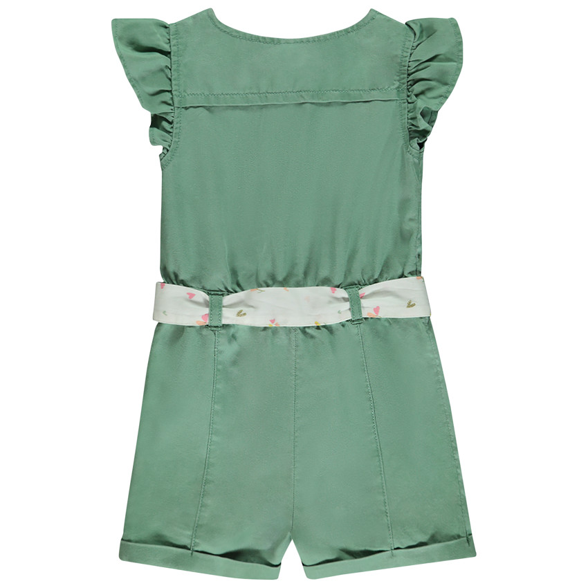 Combishort liso con cinturón estampado para bebé niña 