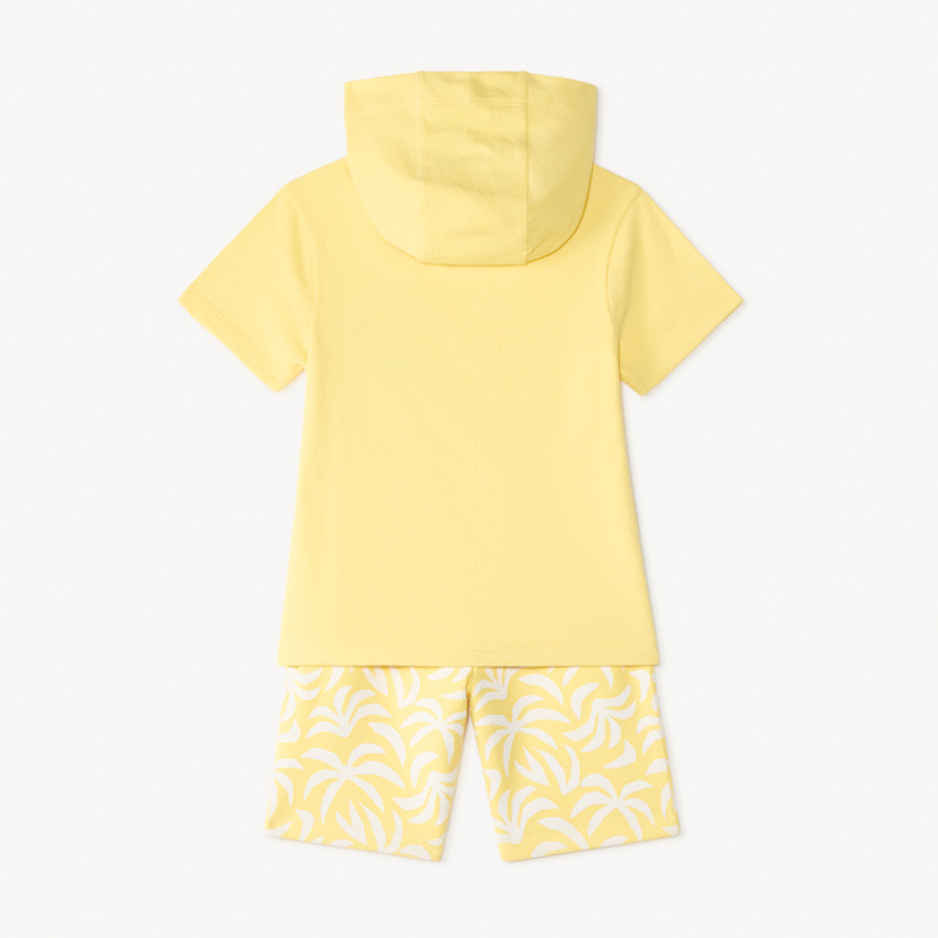 Conjunto de 2 piezas: camiseta con capucha + pantalones cortos estampados para niño 