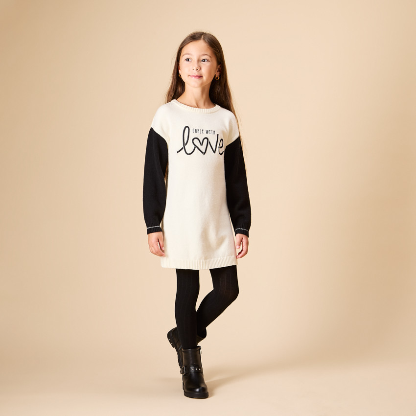 Ropa de punto semi-oversize con efecto colorblock para niña 